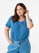 T-shirt Basic uni en coton, Gris bleut&eacute;, Model image number 1