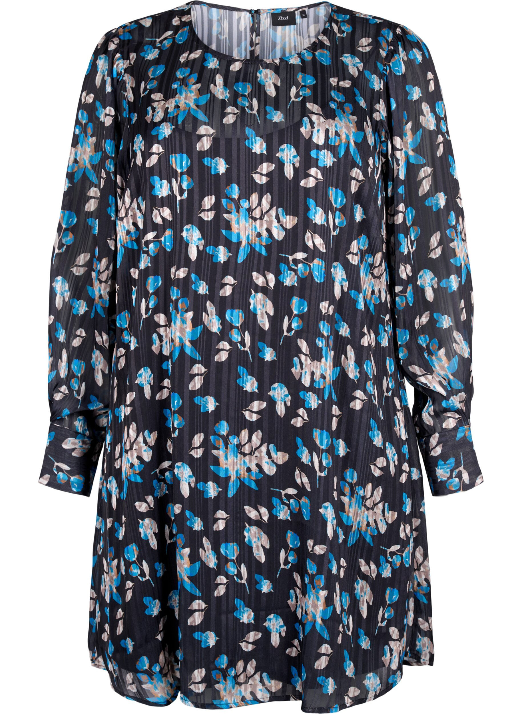 Korte jurk met print en een ronde hals