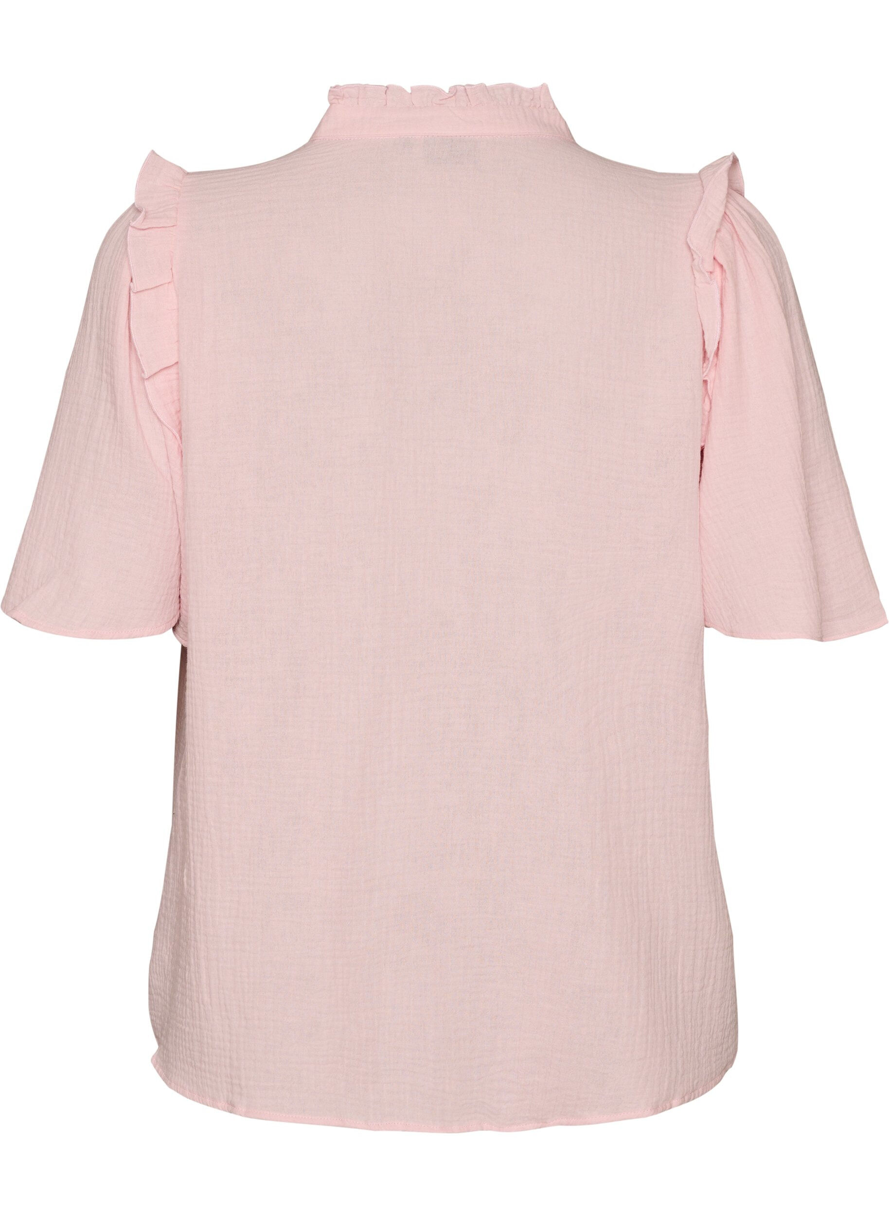 Zizzi Blouse en mousseline de coton avec broderie anglaise et manches 1/2, Rose, Packshot image number 1