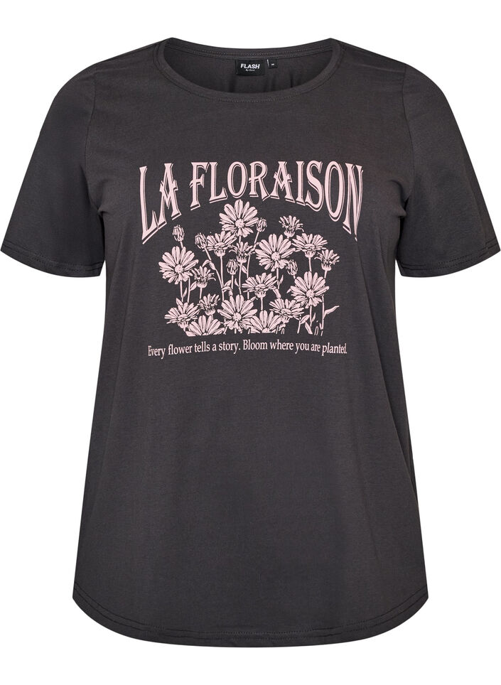 T-shirt met motief, Grijs, Packshot image number 0