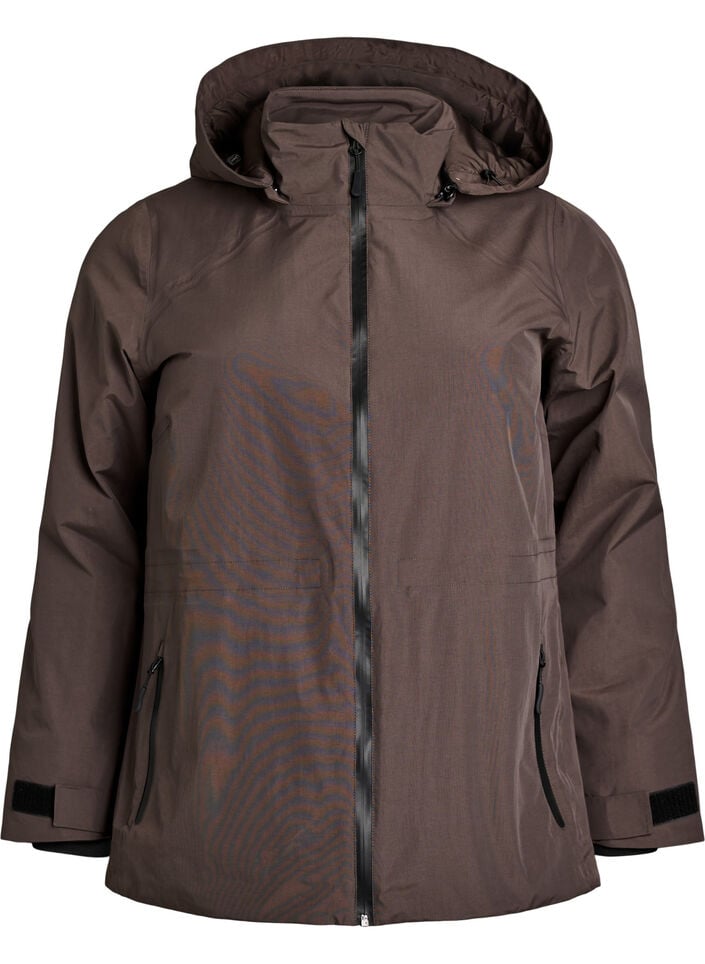 Waterdichte winterjas met afneembare capuchon, Bruin, Packshot image number 0