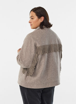 ZizziKorte shirtjas met franjes, Moon Rock Mel., Model image number 1