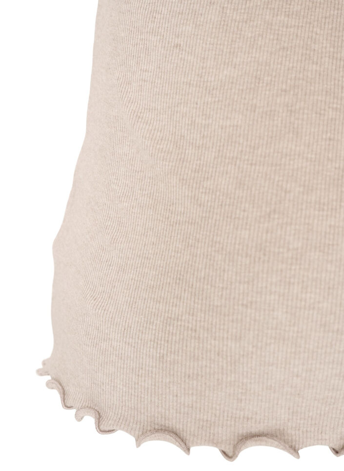 Geribde top met kanten afwerking, Beige, Packshot image number 3