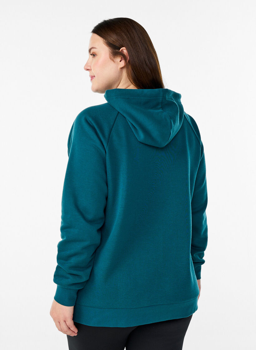 Hoodie met geborduurd frontmotief, Groen, Model image number 2