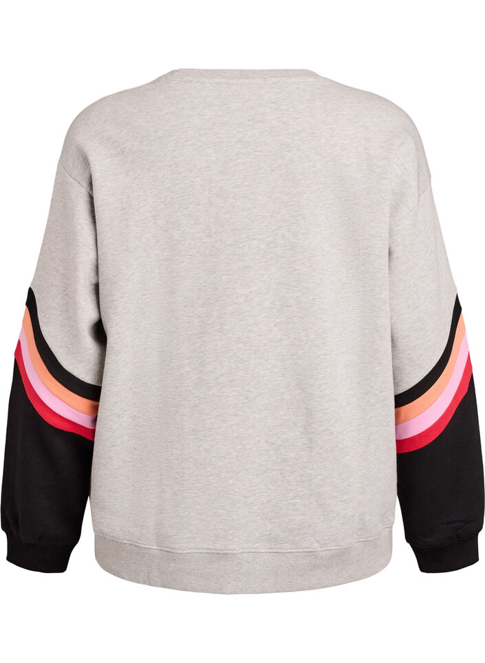 Sweatshirt met losse pasvorm met contrastdetails op de mouwen, Grijs, Packshot image number 1