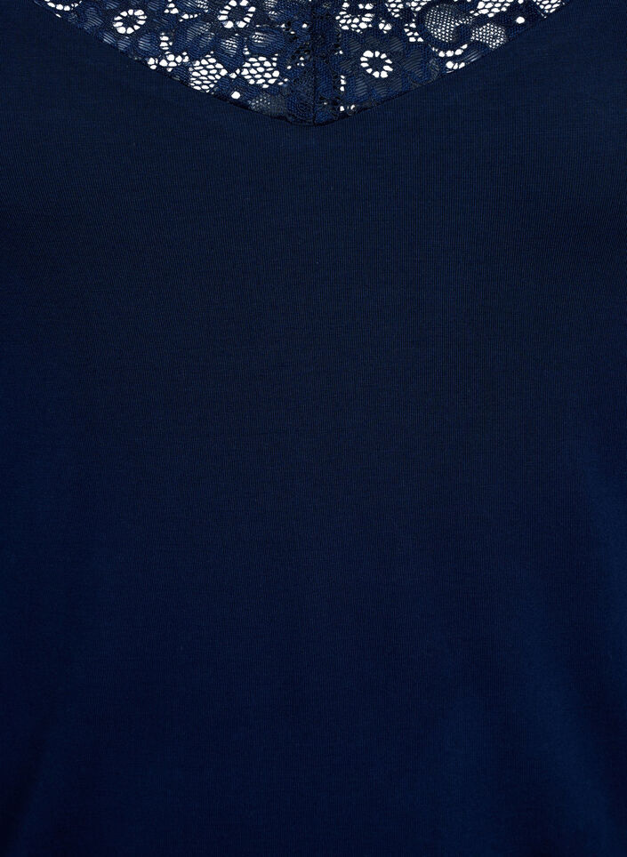 Viscose top met kanten rand, Blauw, Packshot image number 2