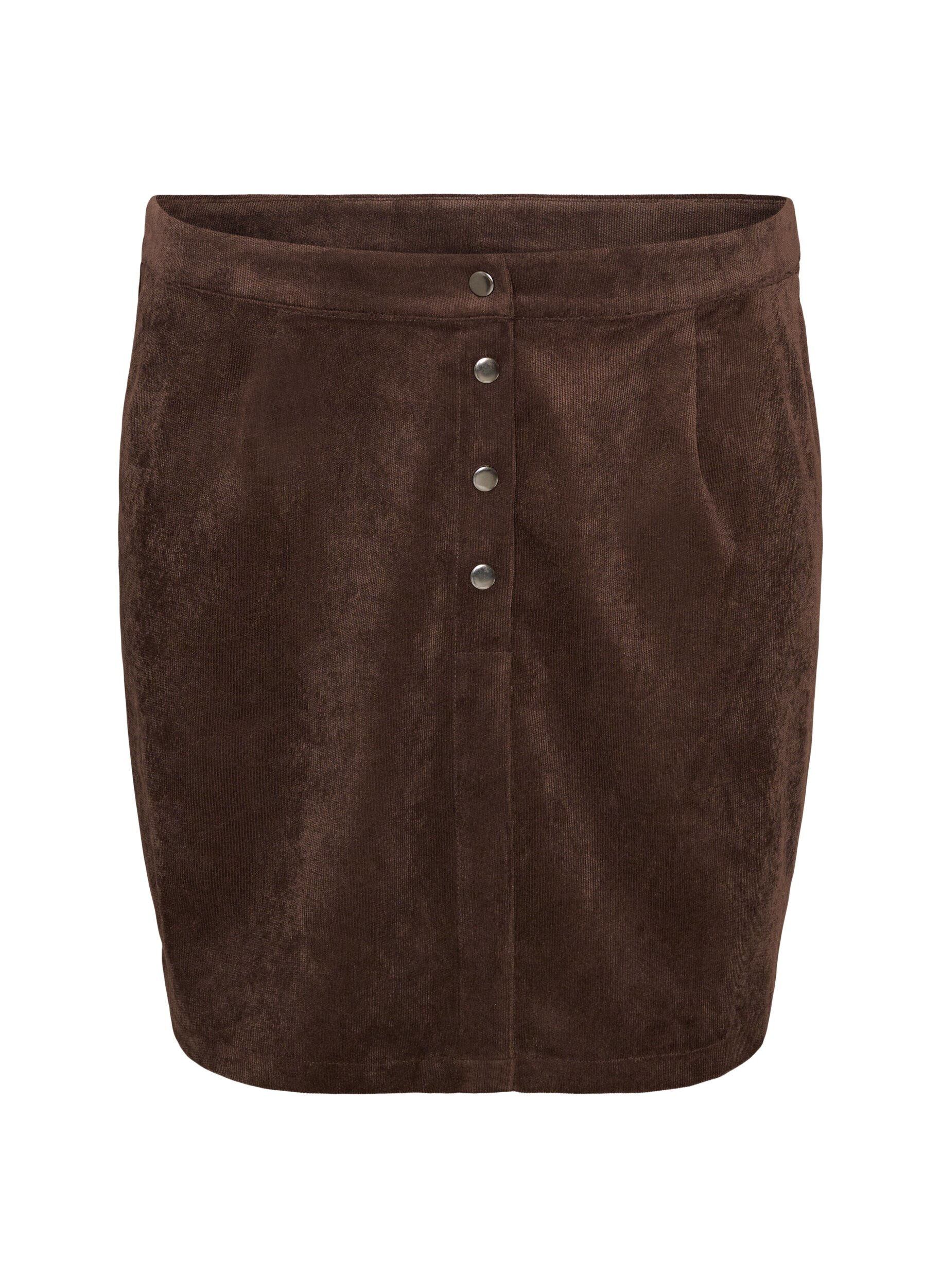 Korte corduroy rok met drukknopen
