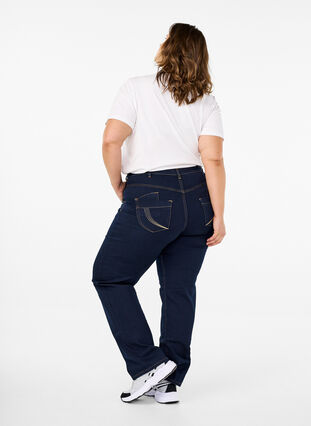 ZizziRegular fit Gemma jeans met hoge taille, Blue denim, Model image number 2