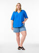 Blouse met korte mouwen en V-hals, Blauw, Model image number 1