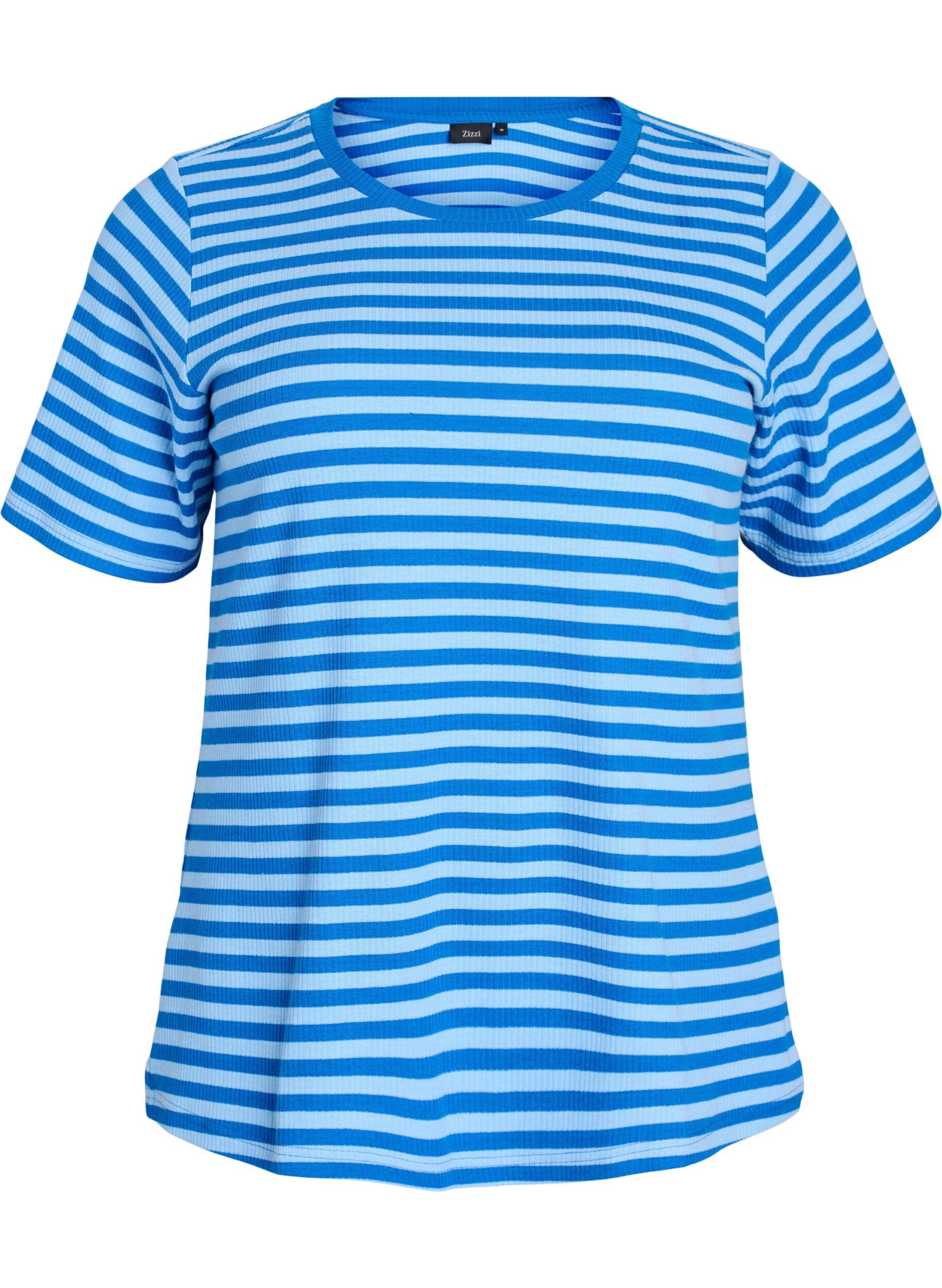 Gestreept T-shirt met geribbelde textuur