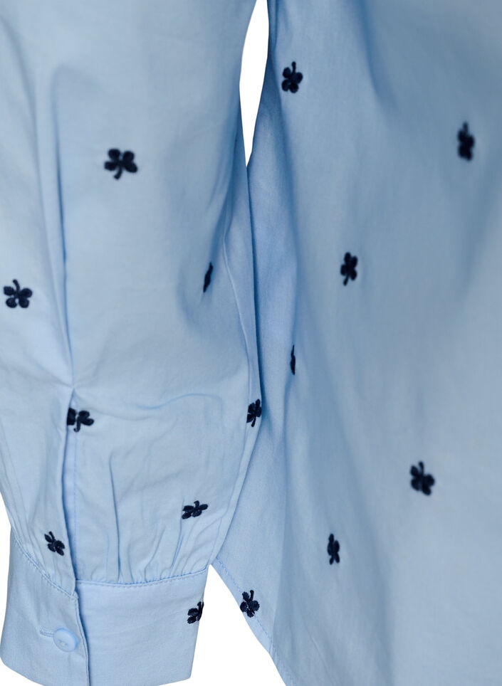 Shirt met geborduurde bloemen, Blauw, Packshot image number 3