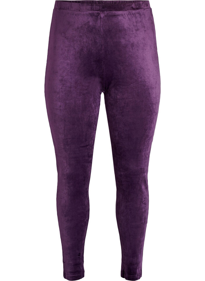 Aansluitende velours leggings, Paars, Packshot image number 0