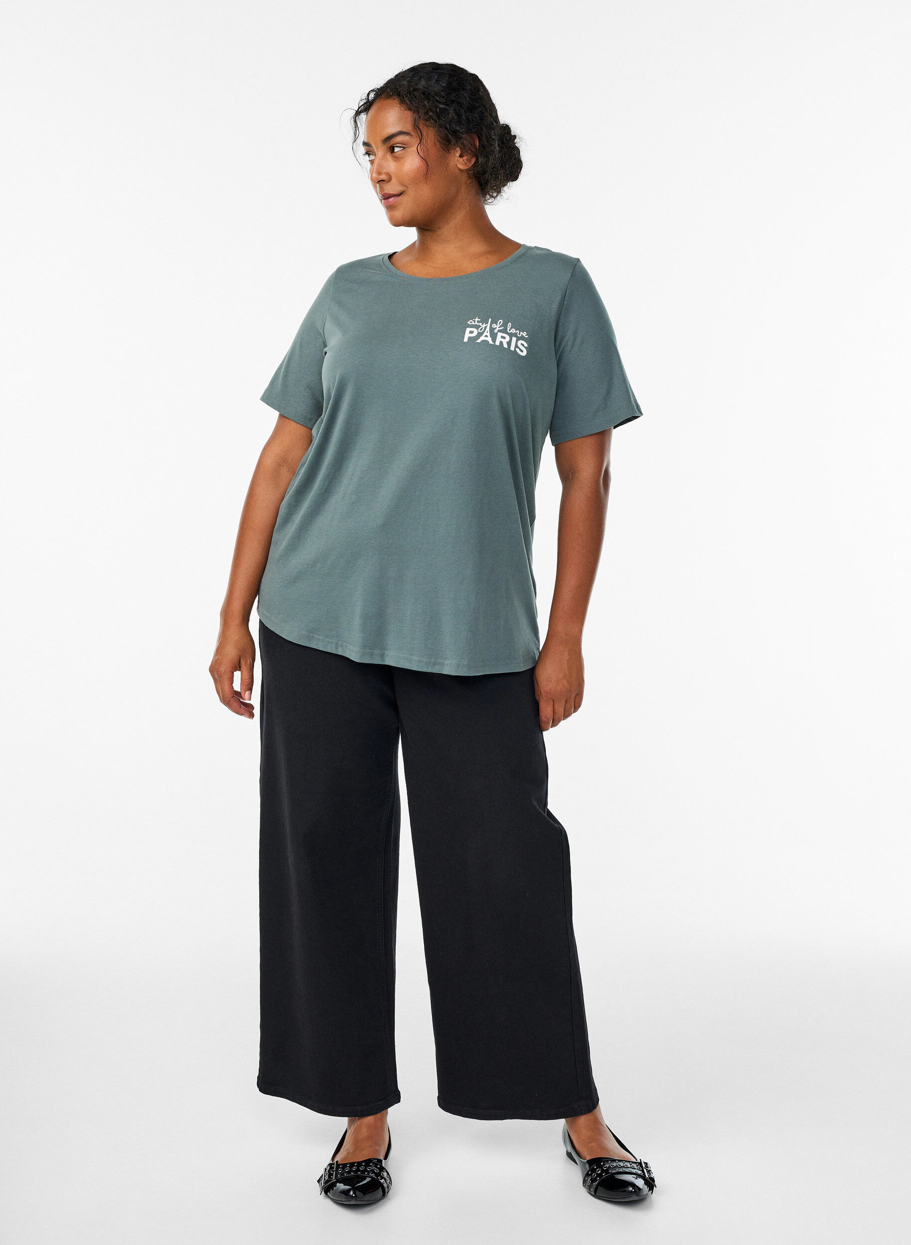 ZizziT-shirt met print, Groen, Model image number 1