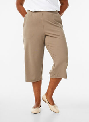 ZizziFLASH - Hoog getailleerde kniebroek met losse pasvorm, Bruin, Model image number 2