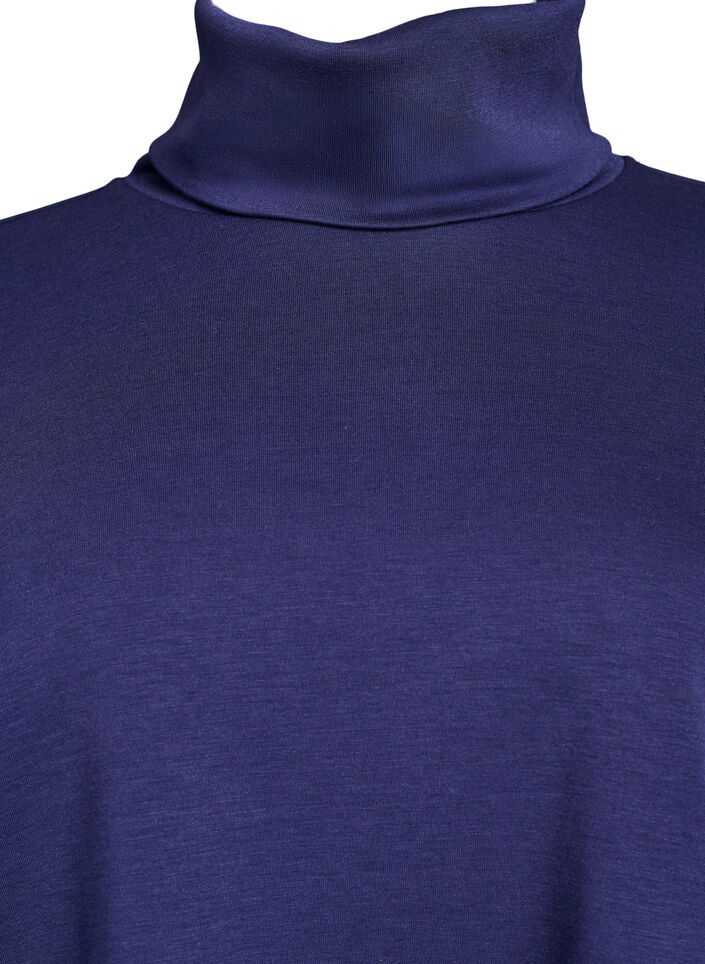 Blouse met turtleneck in modalmix, Blauw, Packshot image number 2