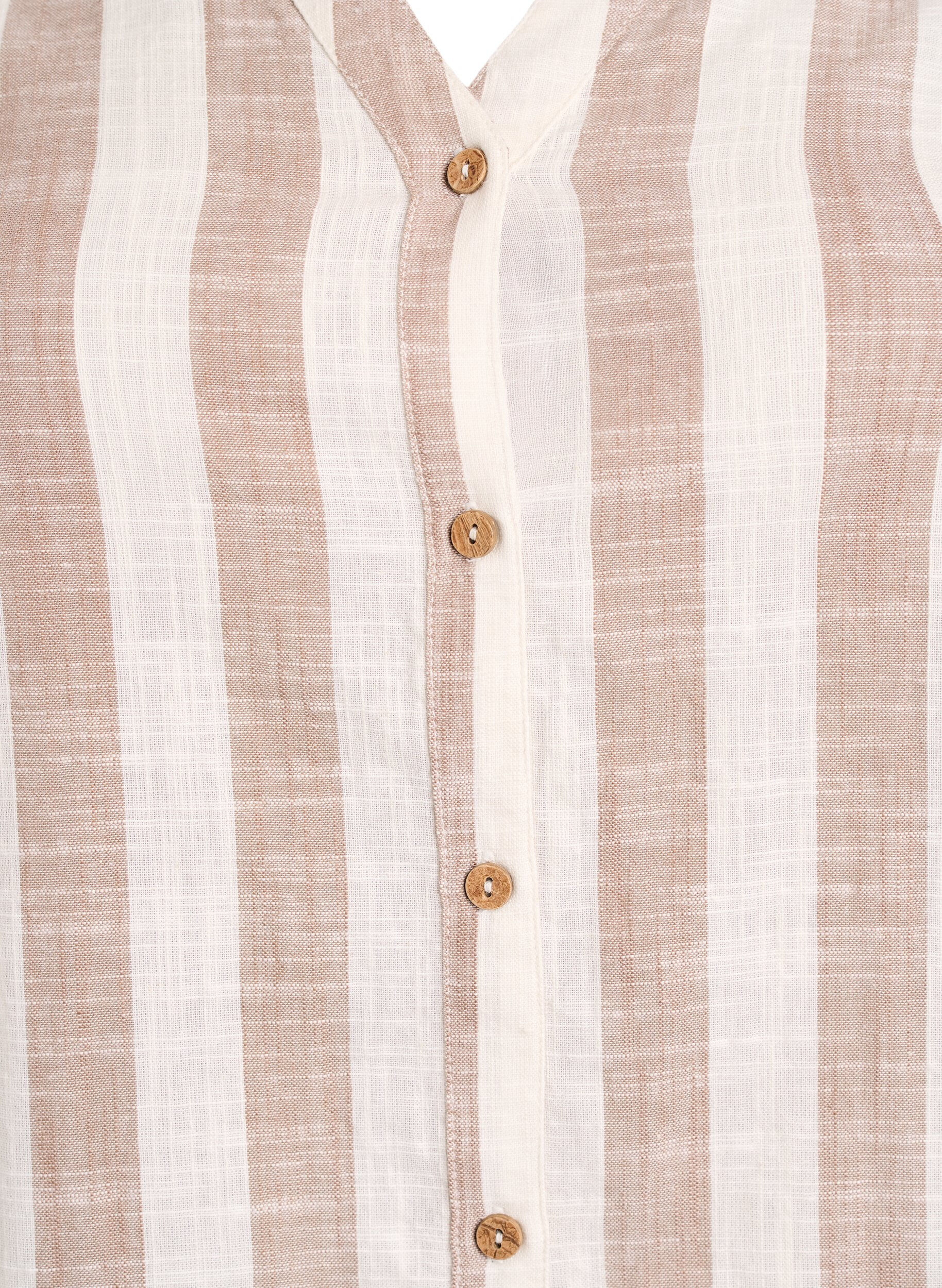 ZizziKatoenen blouse met V-hals, Beige, Packshot image number 2