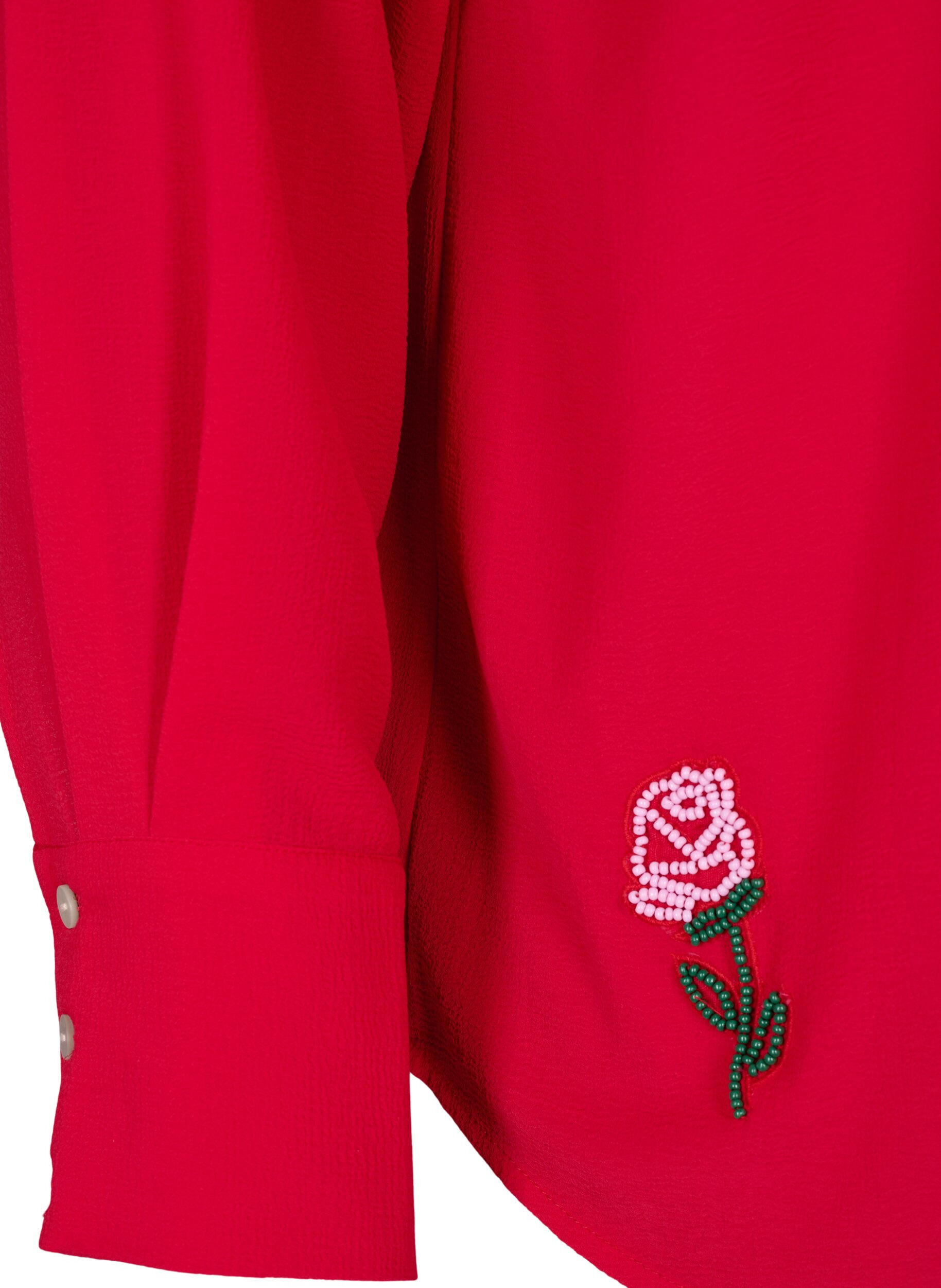 ZizziEffen gekleurd shirt met parels, Rood, Packshot image number 3