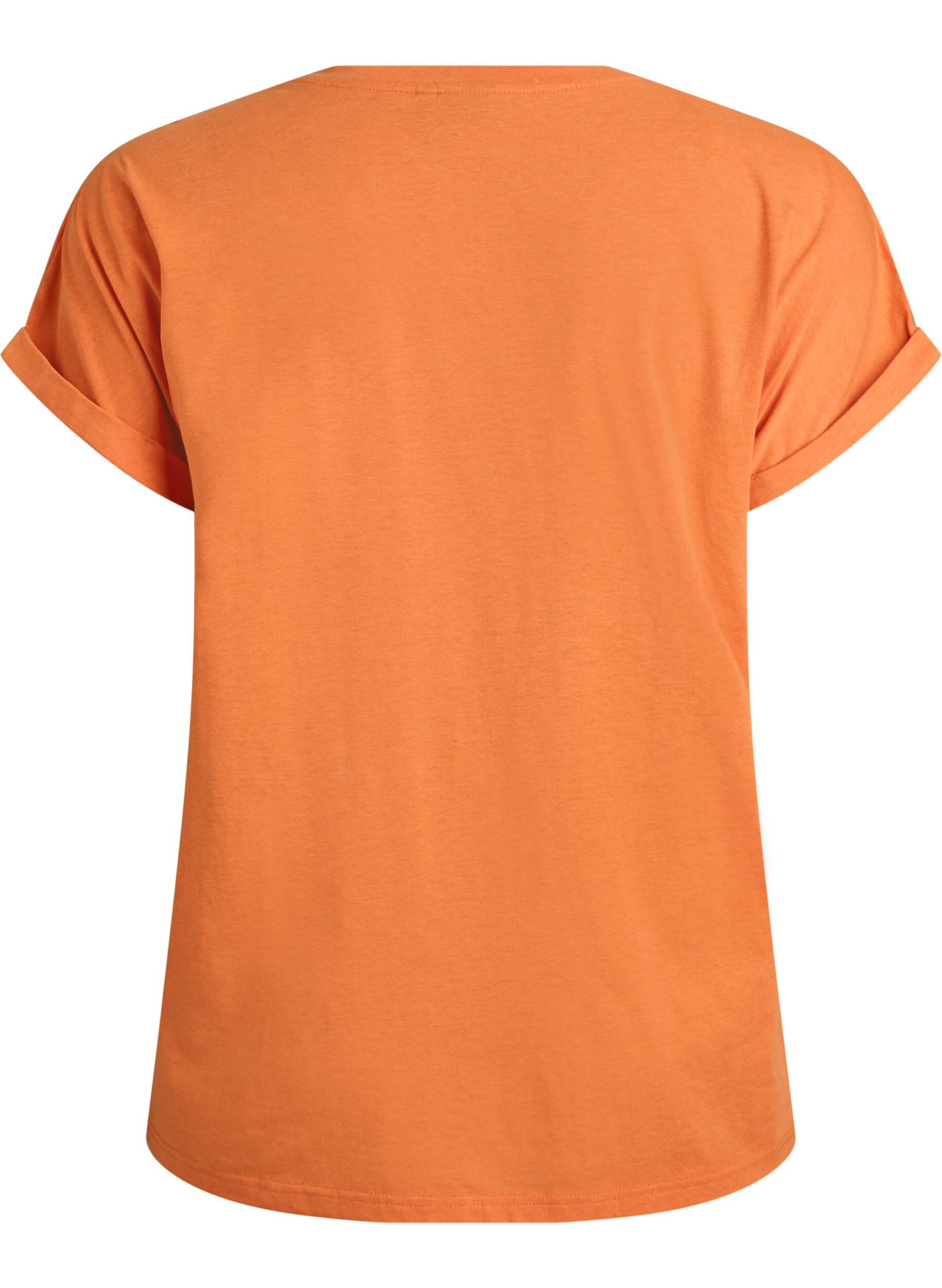 ZizziT-shirt met korte mouwen in een katoenmix, Oranje, Packshot image number 1