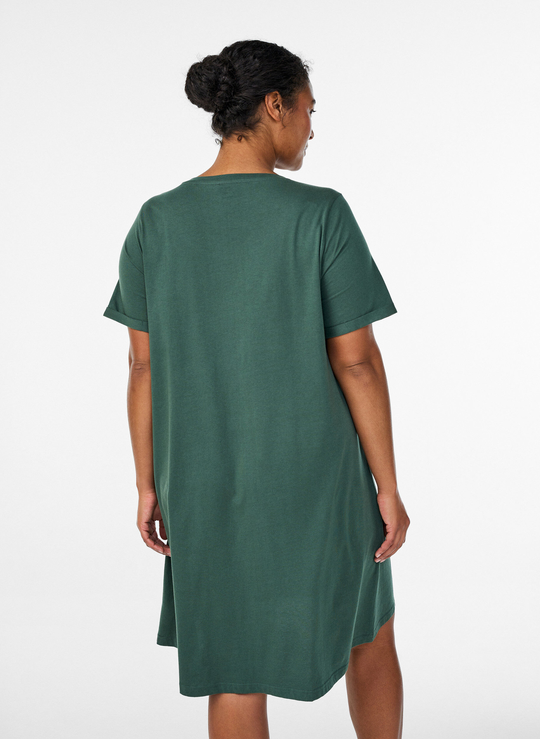ZizziNachtjapon van biologisch katoen met korte mouwen, Groen, Model image number 2
