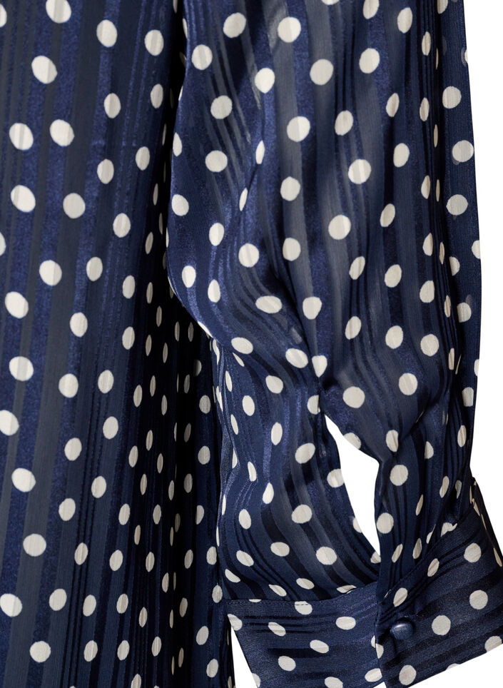 Blouse met patroon, opstaande kraag en 3/4-mouwen, Blauw, Packshot image number 3