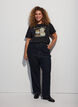 T-shirt met hondenprint en gewassen look, Grijs, Model image number 1