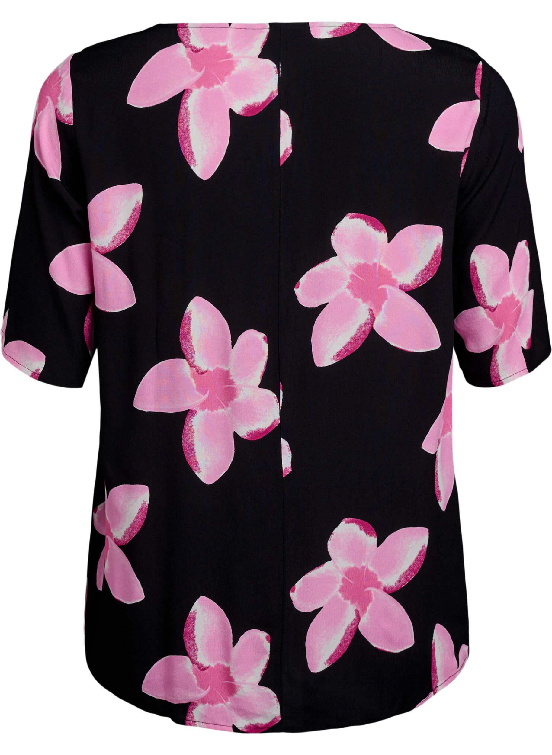 ZizziViscose blouse met korte mouwen met print, Zwart, Packshot image number 1