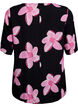 Viscose blouse met korte mouwen met print, Zwart, Packshot image number 1