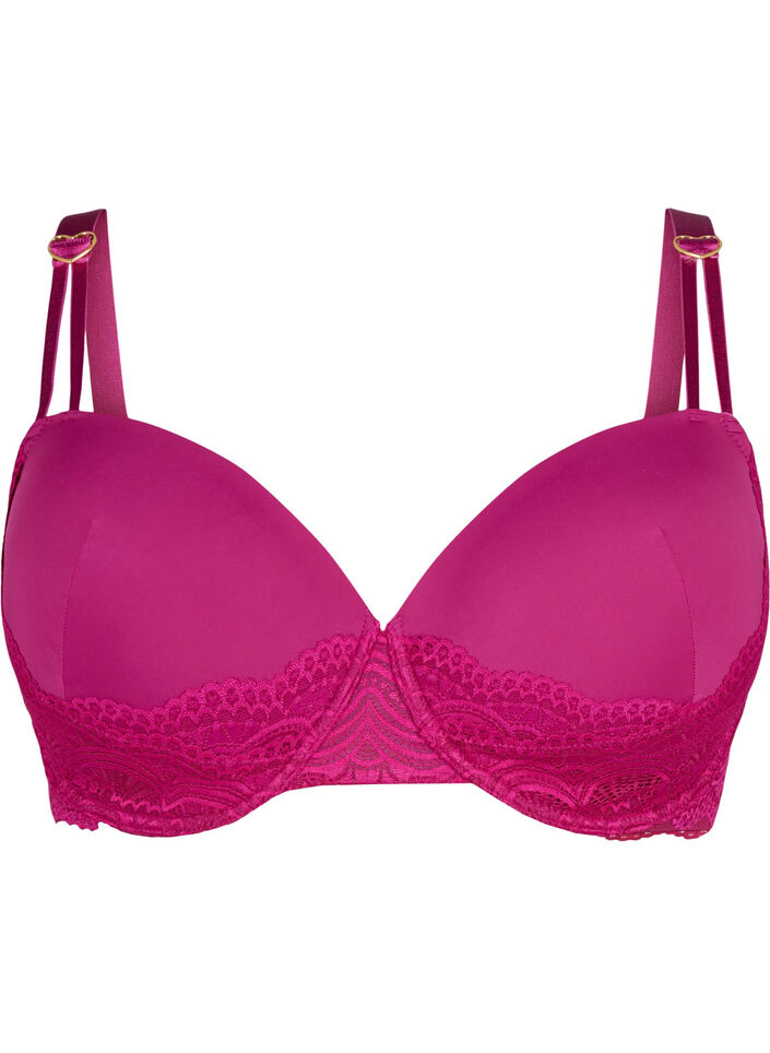 Voorgevormde Bh met kanten kantpatroon, Boysenberry, Packshot