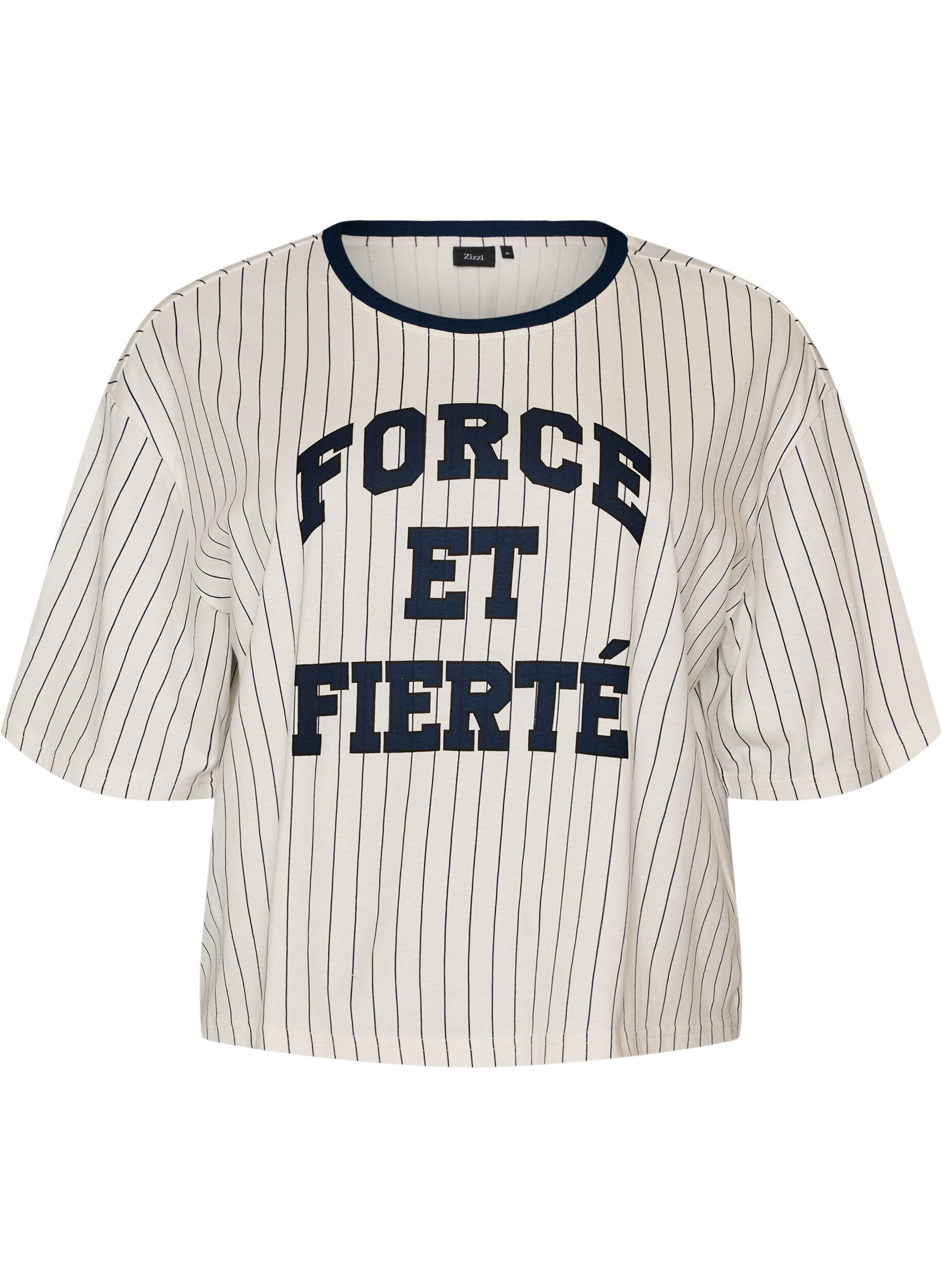 Boxy T-shirt met strepen en statement print