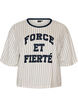 Boxy T-shirt met strepen en statement print, Wit, Packshot image number 0