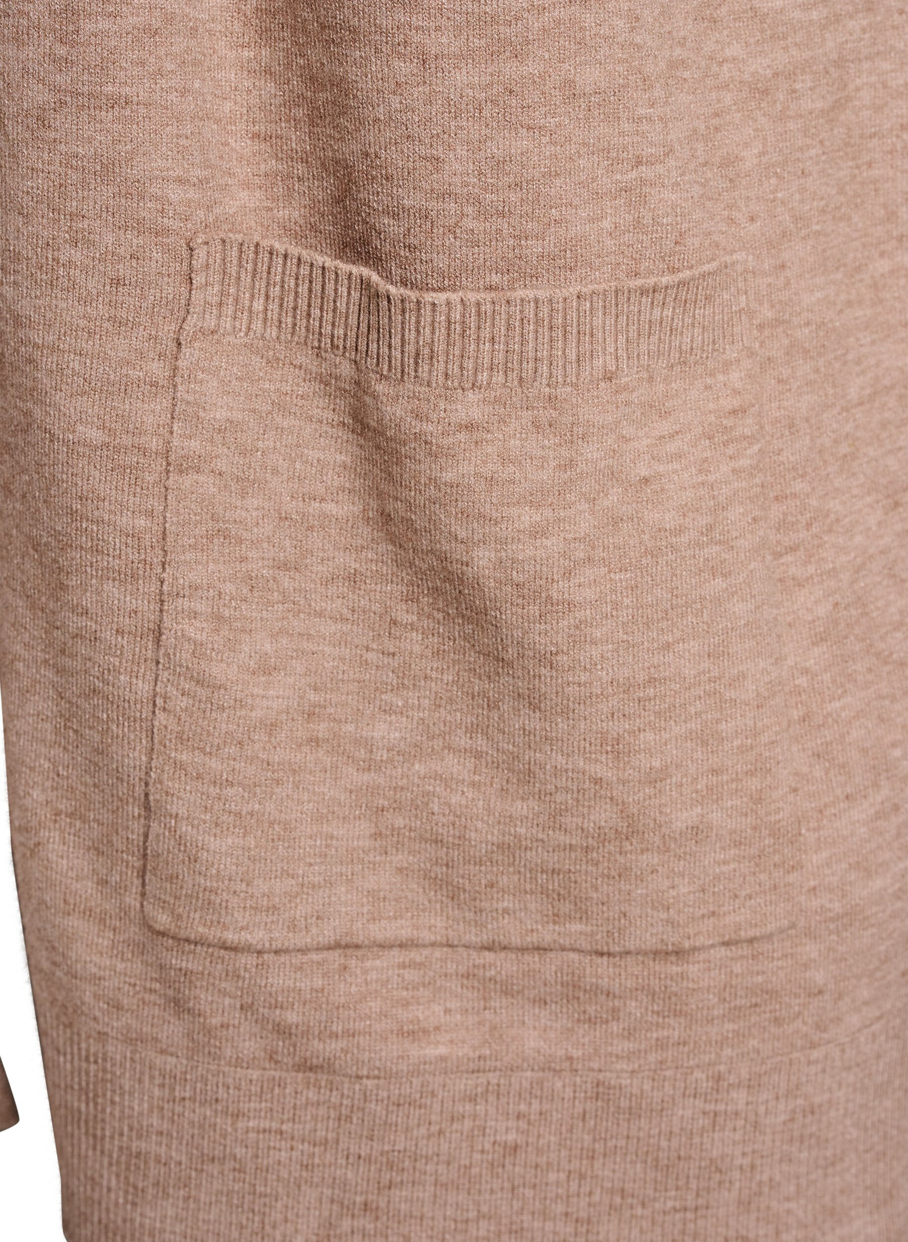 ZizziLange open knit vest met zakken, Beige, Packshot image number 3