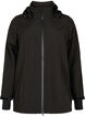 Korte softshell jas met afneembare capuchon, Zwart, Packshot image number 0