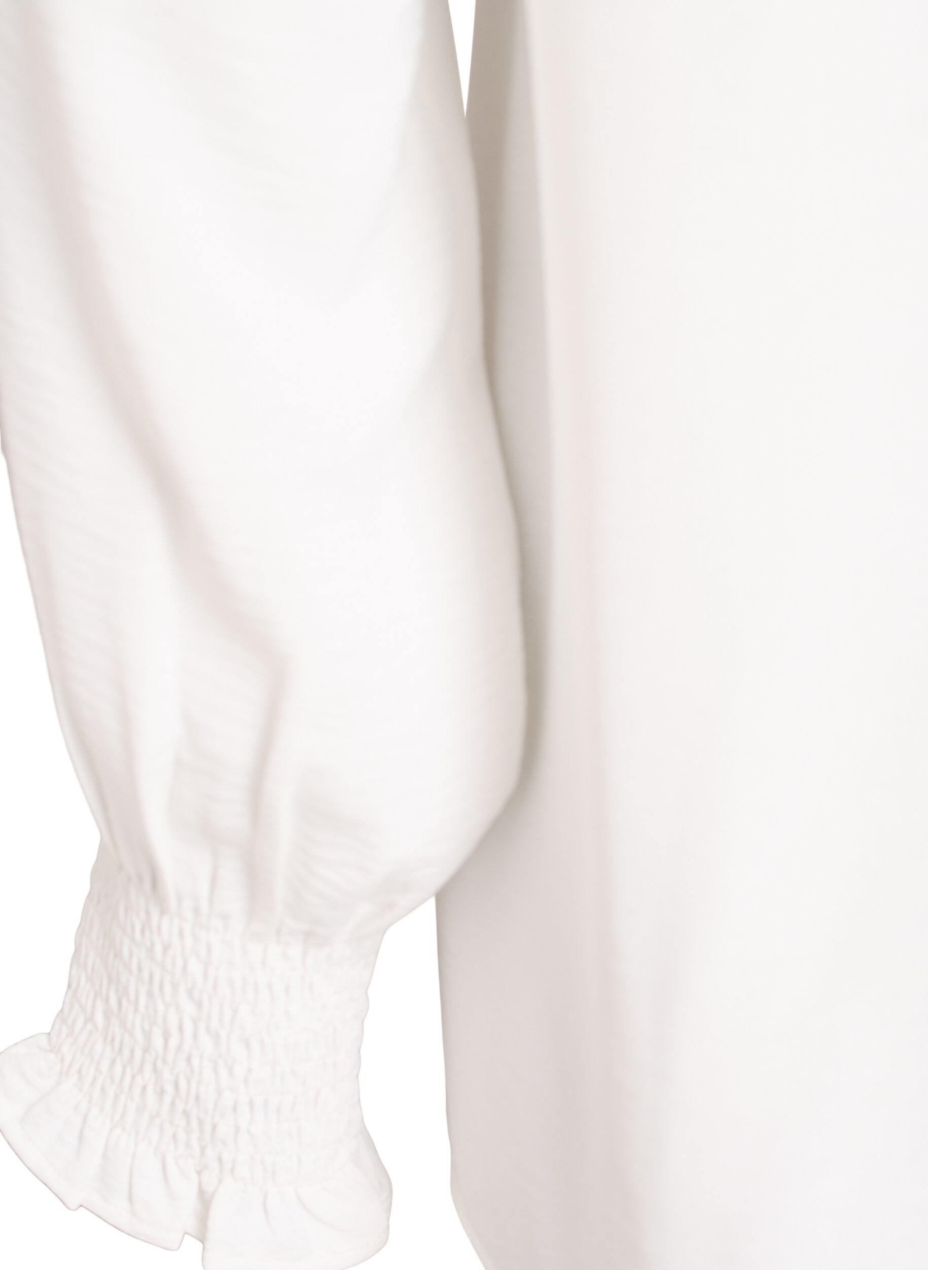 ZizziBlouse met smockmanchetten en V-hals, Vanille, Packshot image number 3