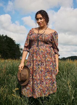 ZizziZomerjurk in viscose met paisley print, Naval A. Paisley AOP, Image image number 0