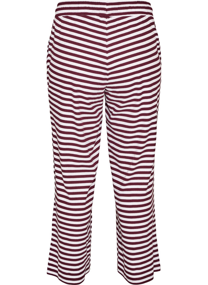 Gestreepte pyjamabroek met een high waist en wijde pijpen, Rood, Packshot image number 1