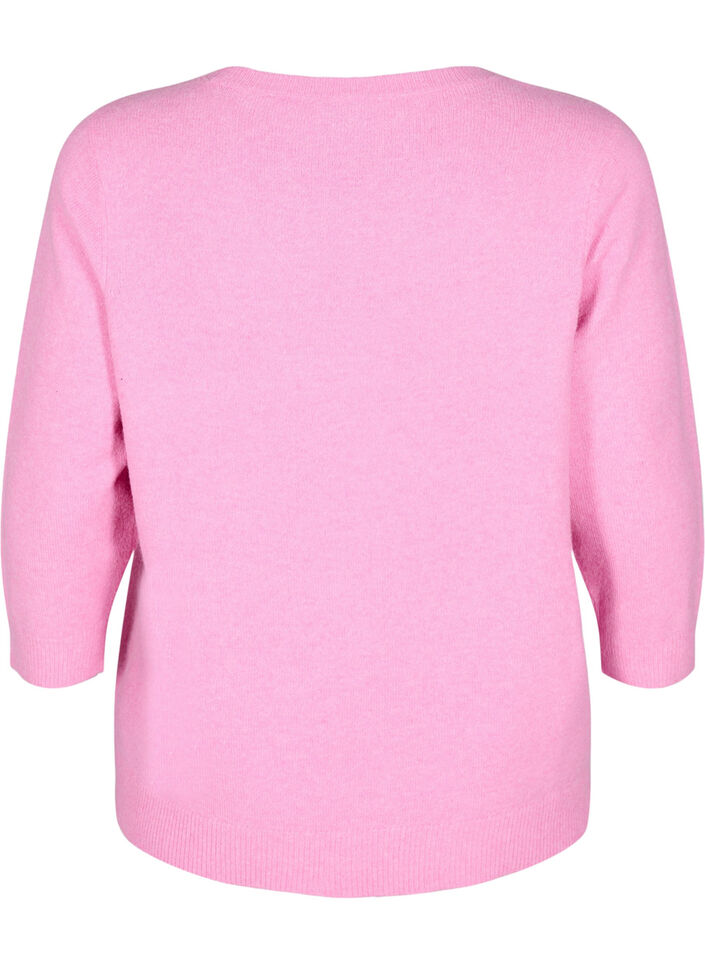 Gebreide blouse met bloemen en 3/4 mouwen, Begonia Pink Mel., Packshot