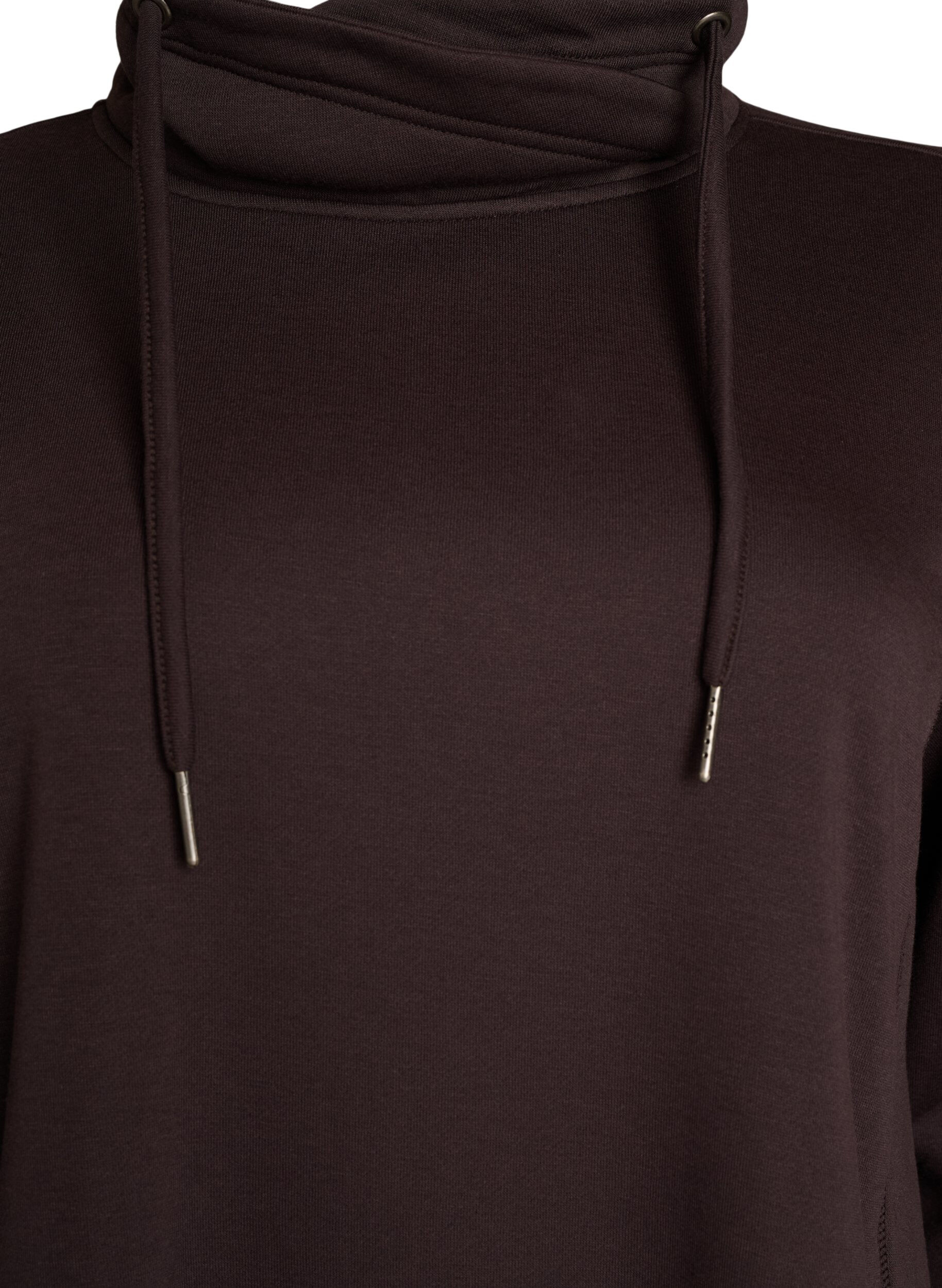 ZizziKort sweatshirt jurk met hoge kraag en zakken, Bruin, Packshot image number 2