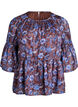 Blouse met bloemenprint en ruches aan de mouwen, Bruin, Packshot image number 0