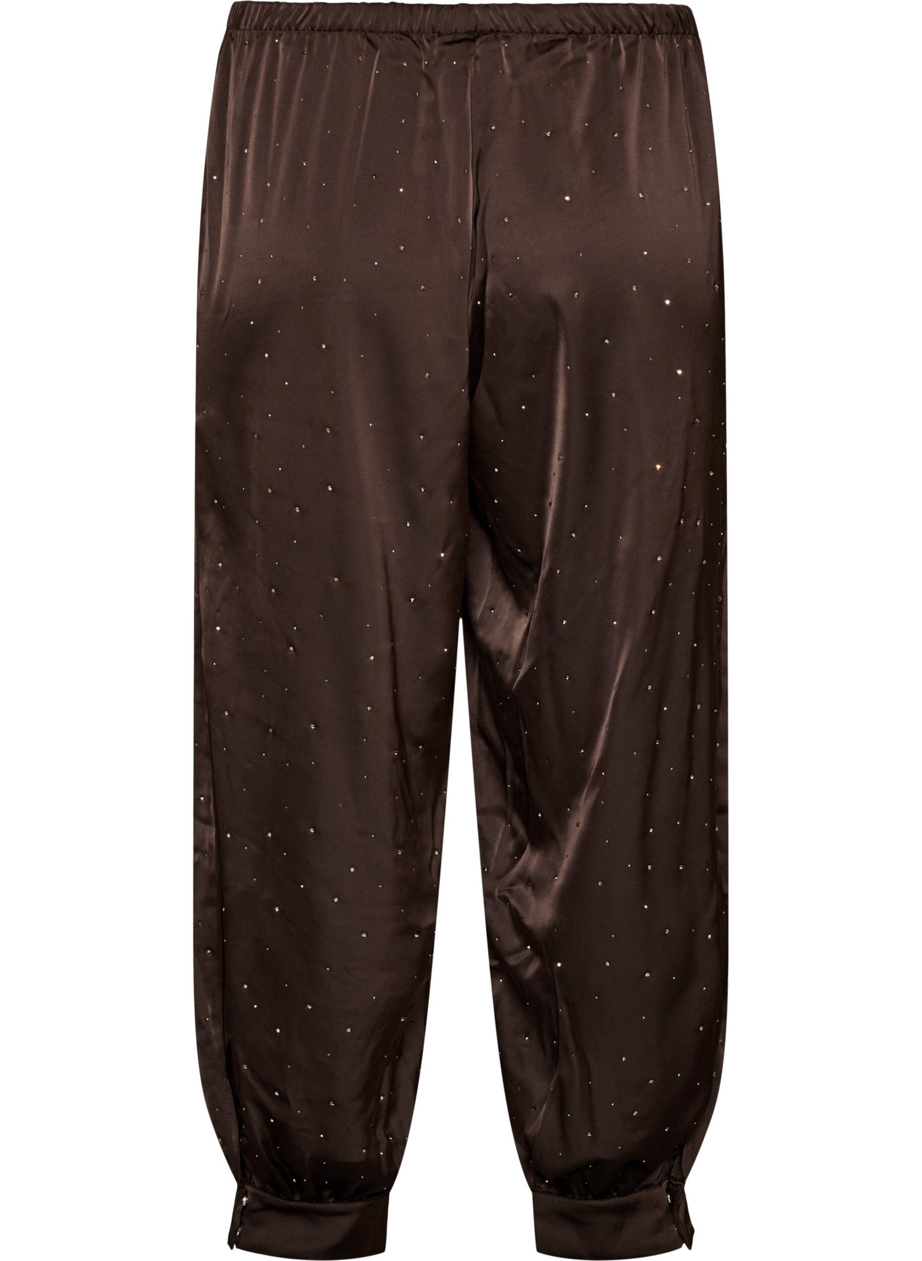 ZizziSatijnen ballonbroek met strassteentjes, Bruin, Packshot image number 1