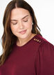 Blouse met knoopdetail en korte pofmouwen, Donker Bordeaux, Model image number 3