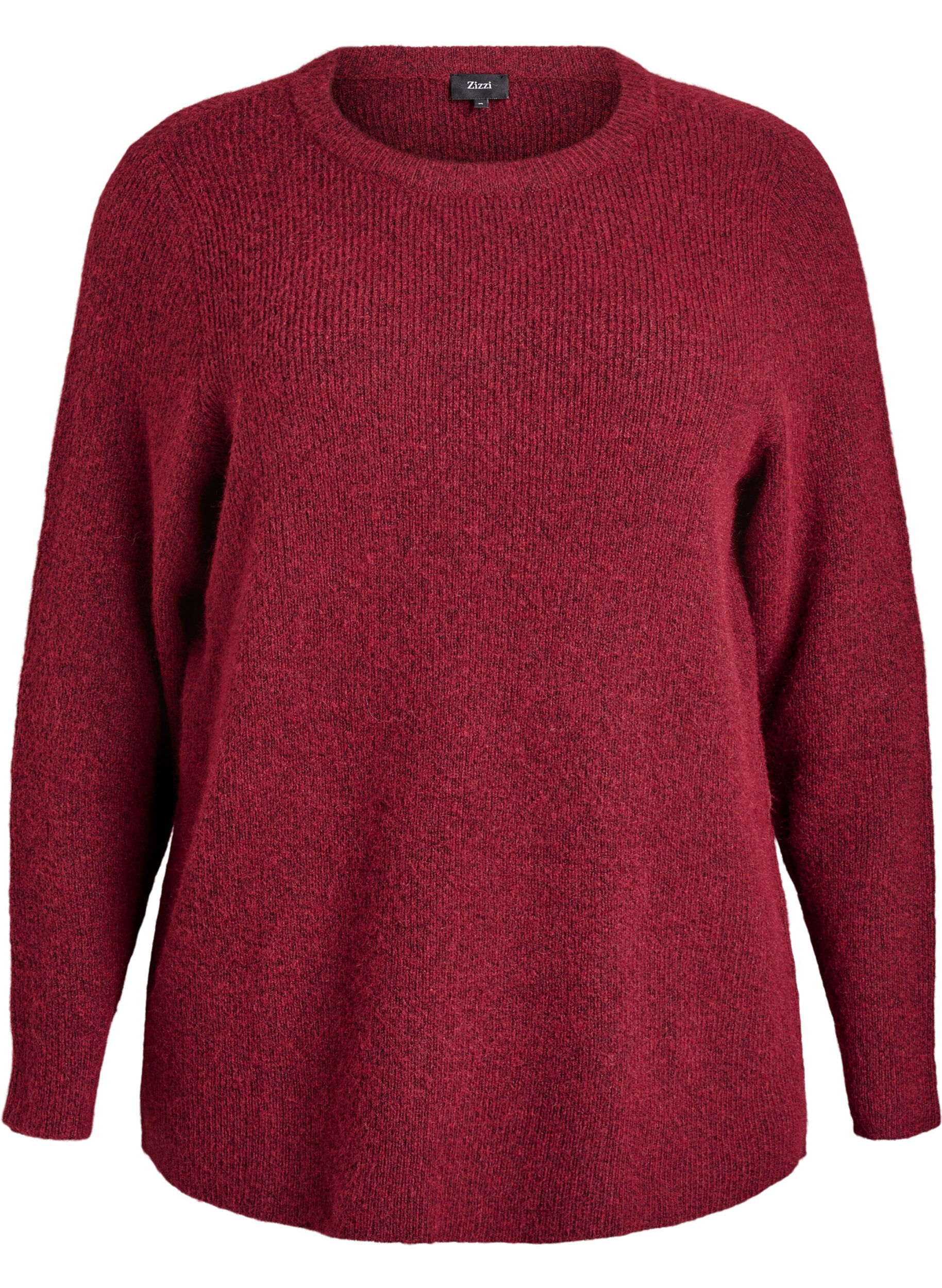 Gem&ecirc;leerde gebreide blouse met ronde hals