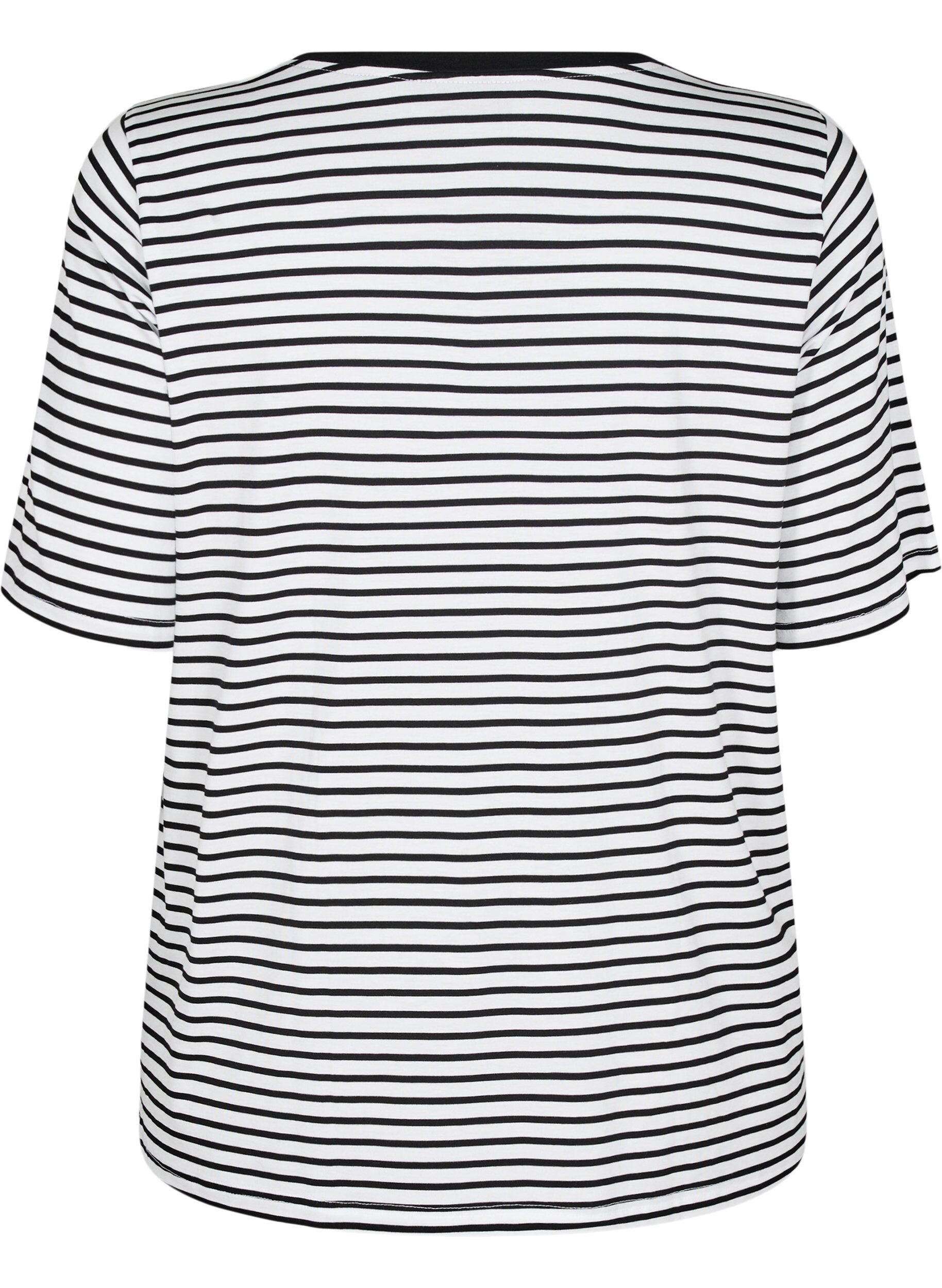 ZizziT-shirt met TENCEL&trade; Lyocell en strepen, Wit, Packshot image number 1