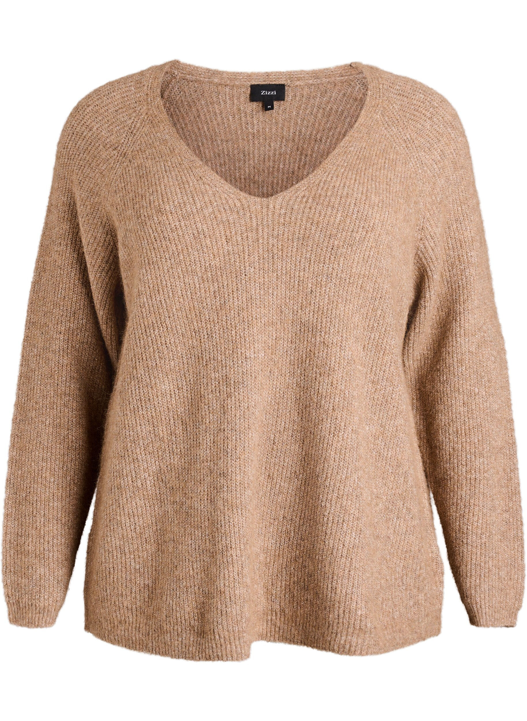 Gebreide blouse met V-hals en raglanmouwen