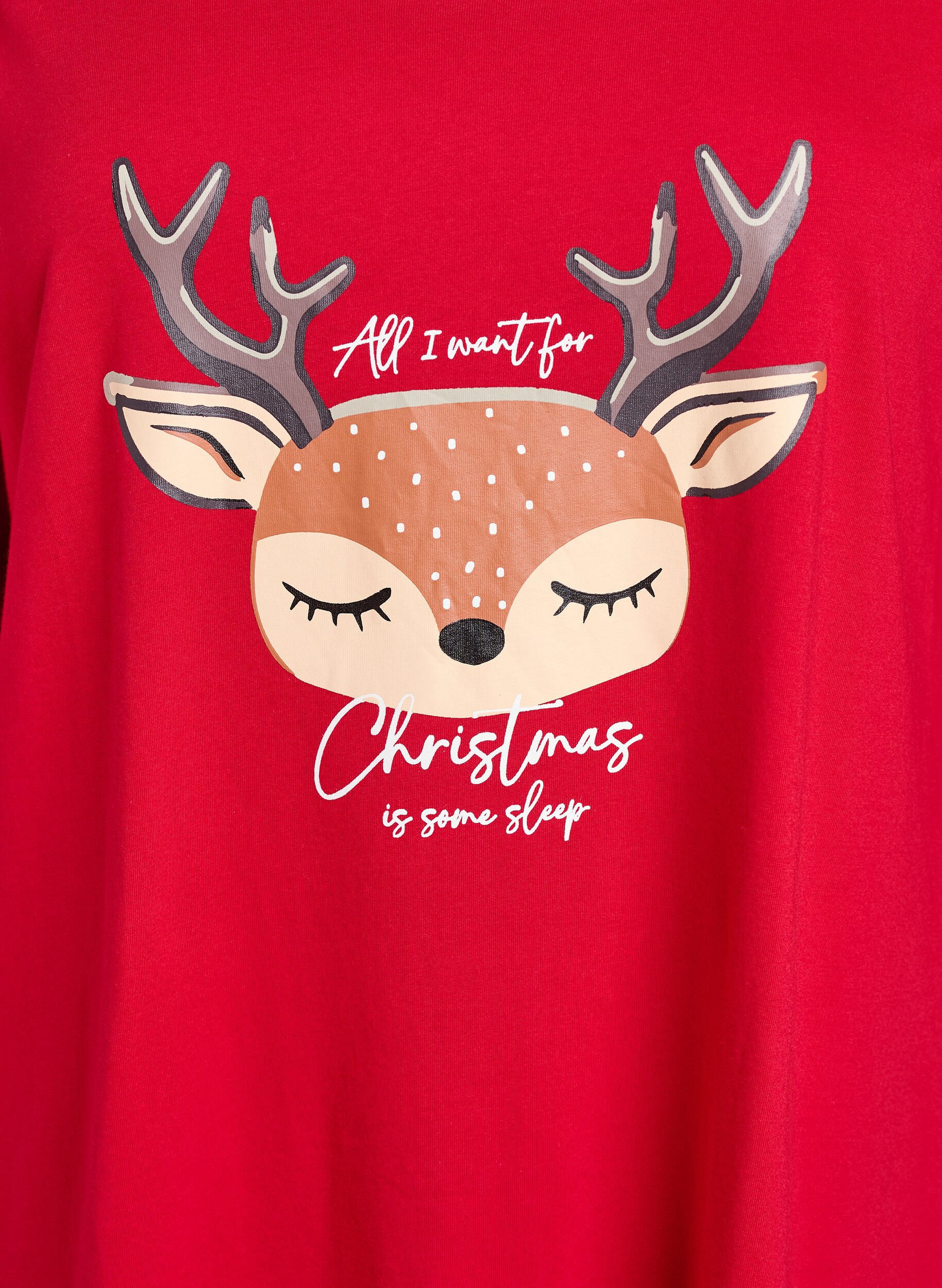 ZizziNachthemd in biologisch katoen met kerstmotief, Rood, Packshot image number 2