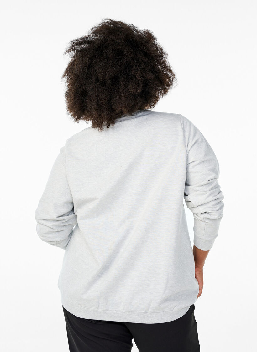 Sweatshirt met korte ritssluiting en hoge hals, Light Grey Melange, Model