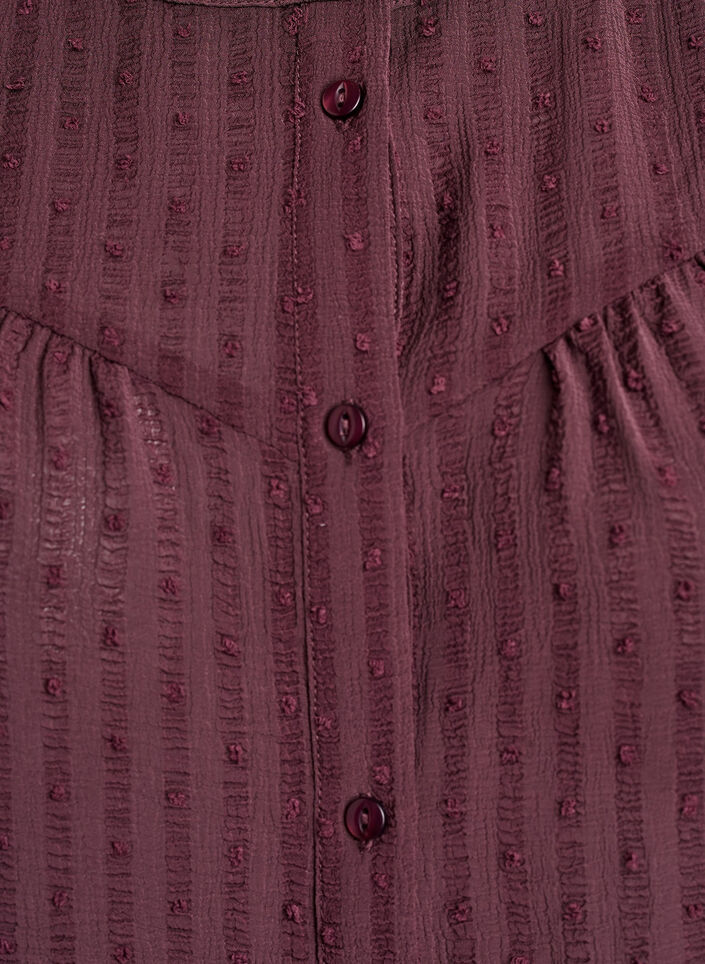 Shirt met een gestructureerd stippenpatroon en borduurdetails, Donker Bordeaux, Packshot