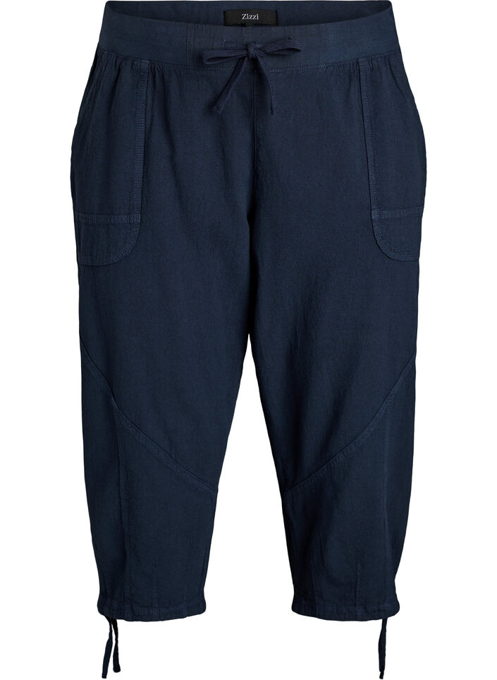 Katoenen Capri-broek, Blauw, Packshot image number 0