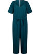 Jumpsuit met riem en korte mouwen, Sea Moss Melange, Packshot image number 0