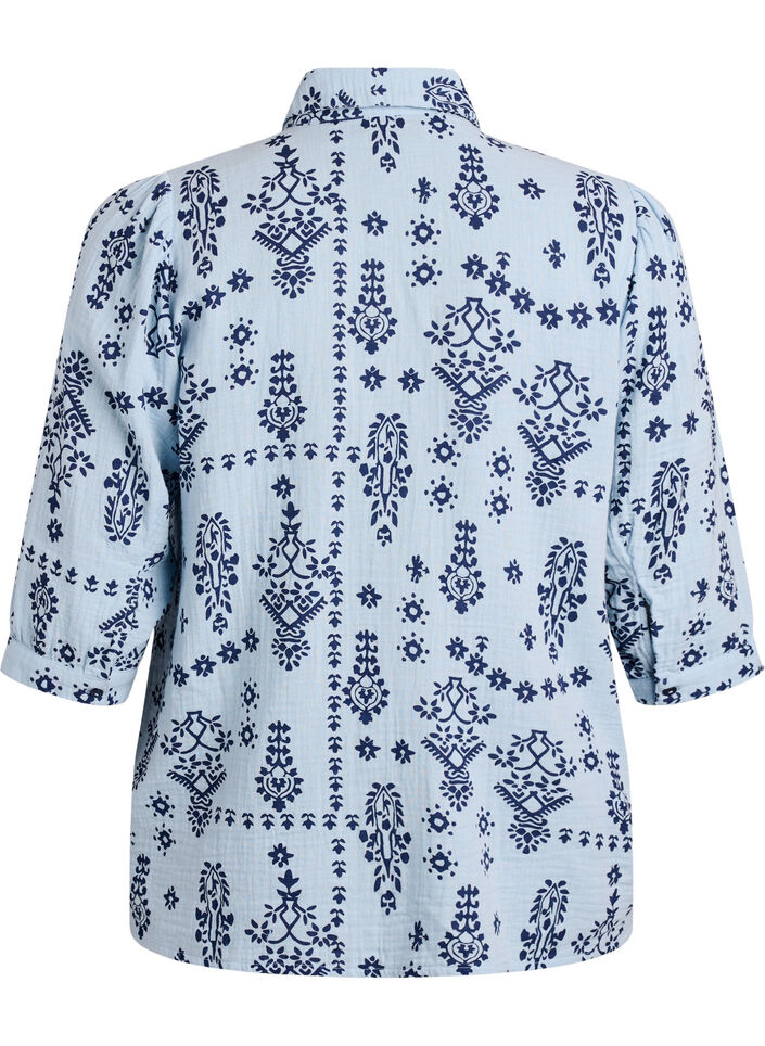 Shirtblouse met 3/4 mouwen, Blauw, Packshot image number 1