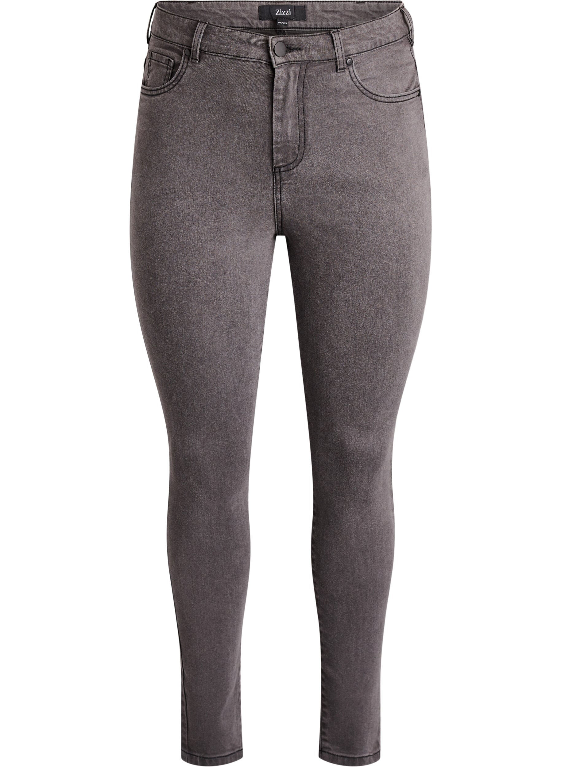 ZizziAmy super slim fit jeans met hoge taille, Grijs, Packshot image number 0